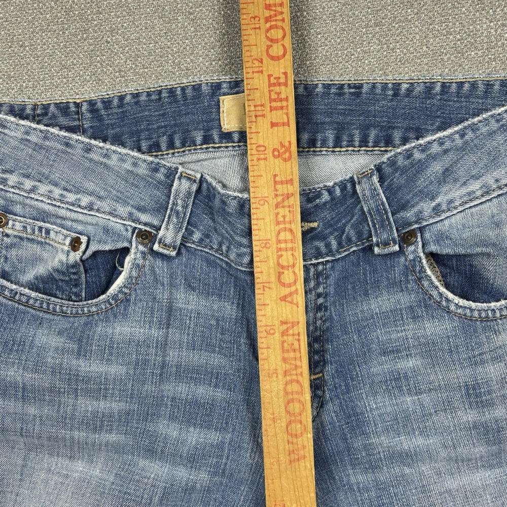 Worn-In Blue Flare Jeans - Women's Distressed Denim - Picture 4 of 8